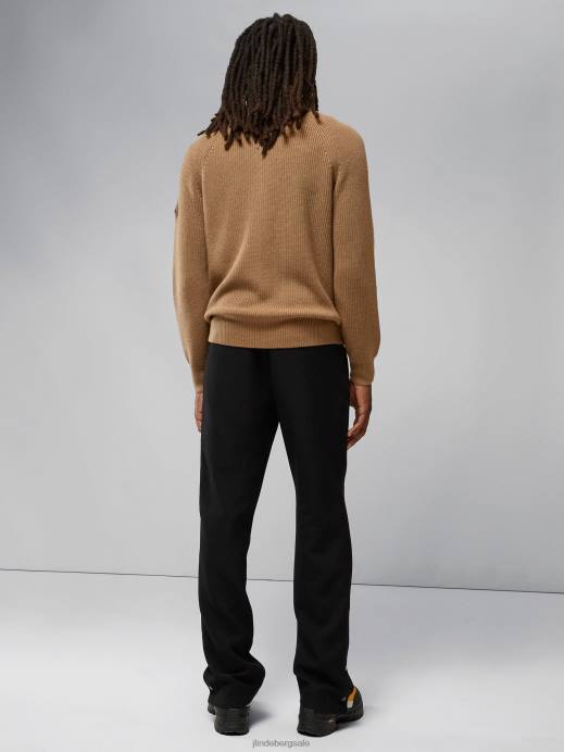 Men J.Lindeberg Tiger Brown Kyler Wool Blend Zip Sweater Clothing 8R622302