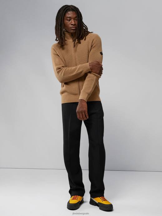 Men J.Lindeberg Tiger Brown Kyler Wool Blend Zip Sweater Clothing 8R622302