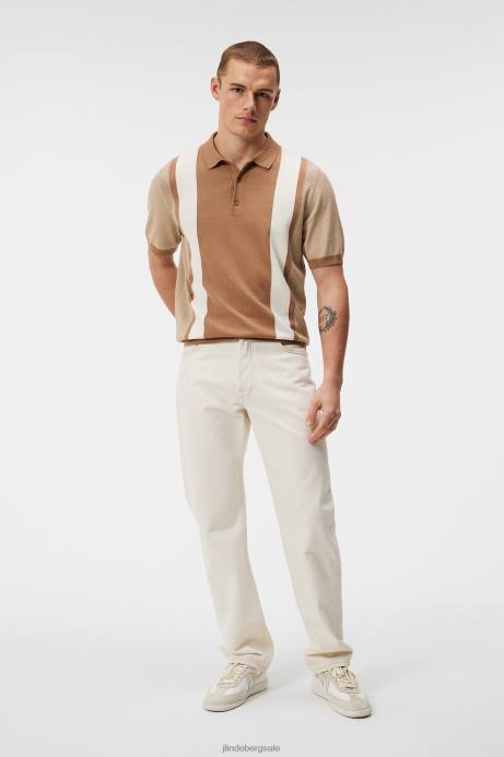 Men J.Lindeberg Tiger Brown Rey Striped Polo Clothing 8R621043