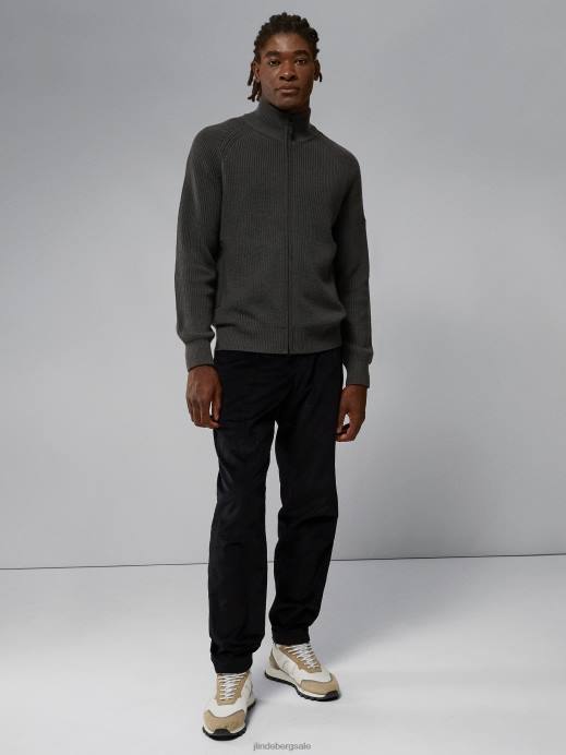 Men J.Lindeberg Volcanic Ash Kyler Wool Blend Zip Sweater Clothing 8R622303
