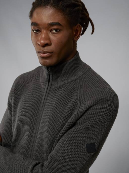 Men J.Lindeberg Volcanic Ash Kyler Wool Blend Zip Sweater Clothing 8R622303