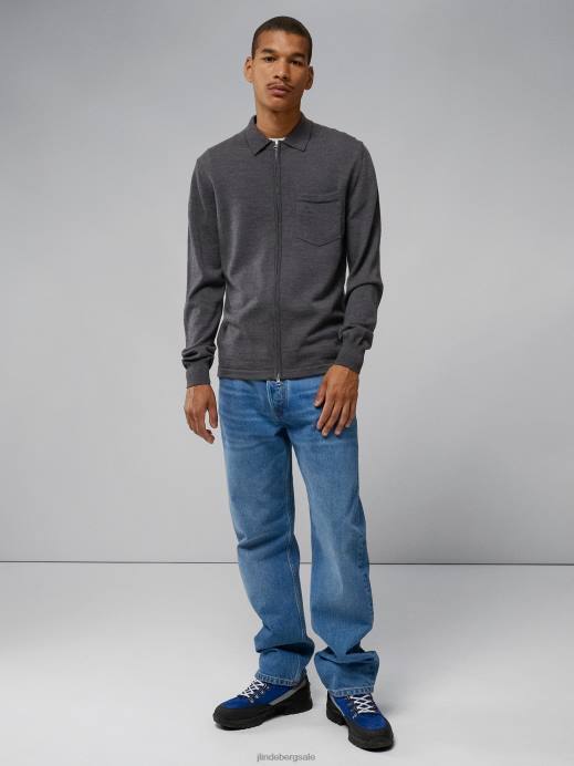 Men J.Lindeberg Volcanic Ash Nyle Merino Zip Cardigan Clothing 8R622315