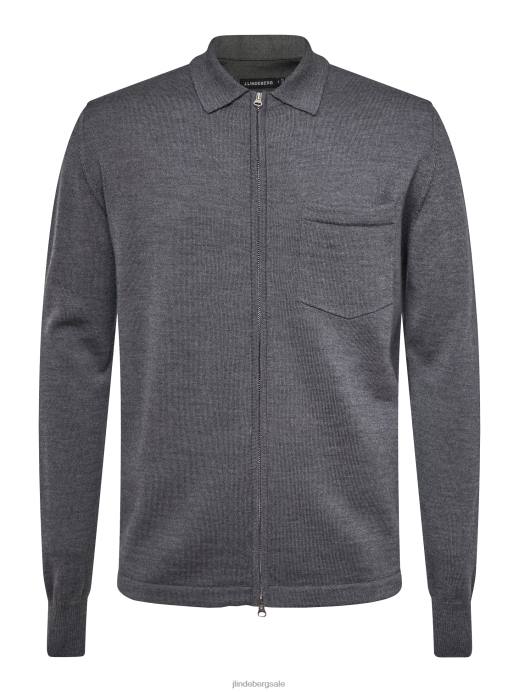Men J.Lindeberg Volcanic Ash Nyle Merino Zip Cardigan Clothing 8R622315