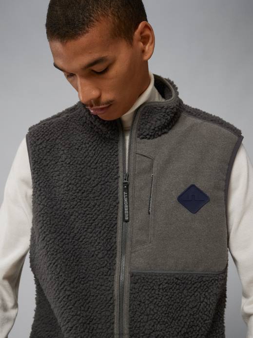 Men J.Lindeberg Volcanic Ash Zeke Pile Vest Clothing 8R622349