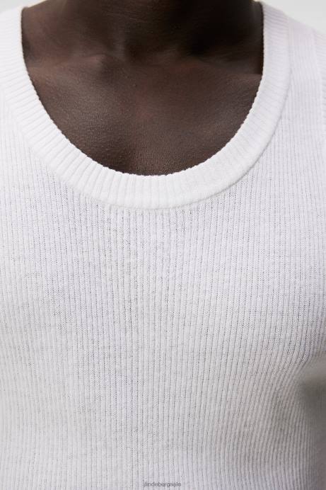 Men J.Lindeberg White Ed Rib Knit Tank Clothing 8R621030