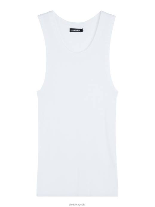 Men J.Lindeberg White Ed Rib Knit Tank Clothing 8R621030