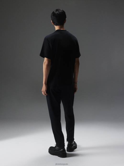 Men J.Lindeberg Black Adan Patch Mock Neck Tee Clothing 8R622136