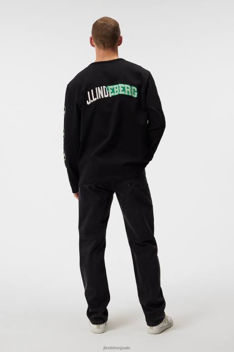 Men J.Lindeberg Black Camilo Long Sleeve Graphic T-shirt Clothing 8R62966