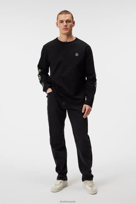 Men J.Lindeberg Black Camilo Long Sleeve Graphic T-shirt Clothing 8R62966