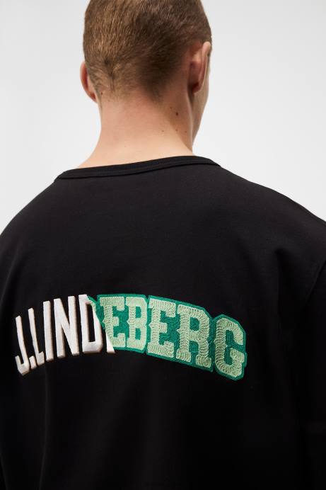 Men J.Lindeberg Black Camilo Long Sleeve Graphic T-shirt Clothing 8R62966