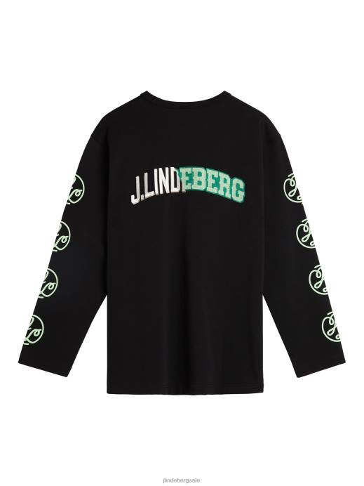 Men J.Lindeberg Black Camilo Long Sleeve Graphic T-shirt Clothing 8R62966