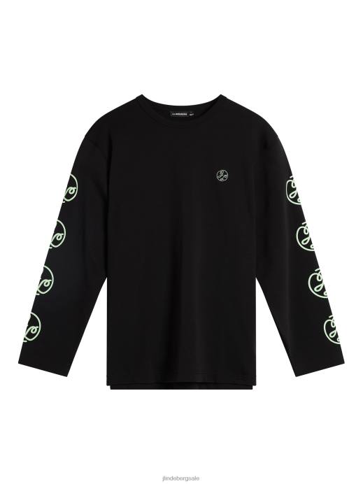 Men J.Lindeberg Black Camilo Long Sleeve Graphic T-shirt Clothing 8R62966