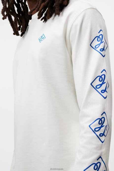 Men J.Lindeberg Cloud White Camilo Long Sleeve Graphic T-shirt Clothing 8R62967