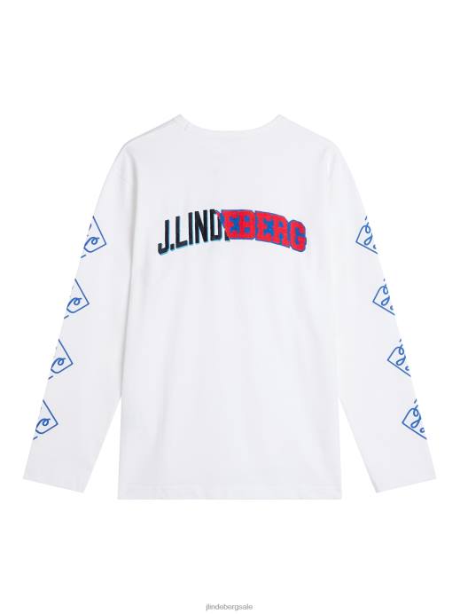 Men J.Lindeberg Cloud White Camilo Long Sleeve Graphic T-shirt Clothing 8R62967