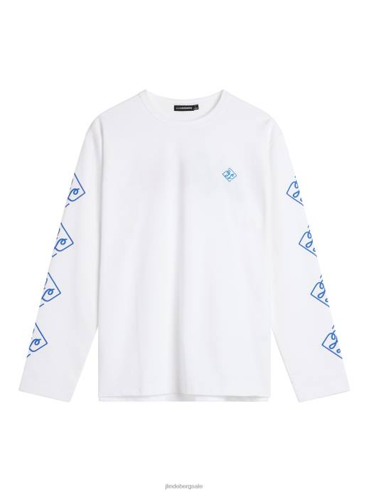 Men J.Lindeberg Cloud White Camilo Long Sleeve Graphic T-shirt Clothing 8R62967