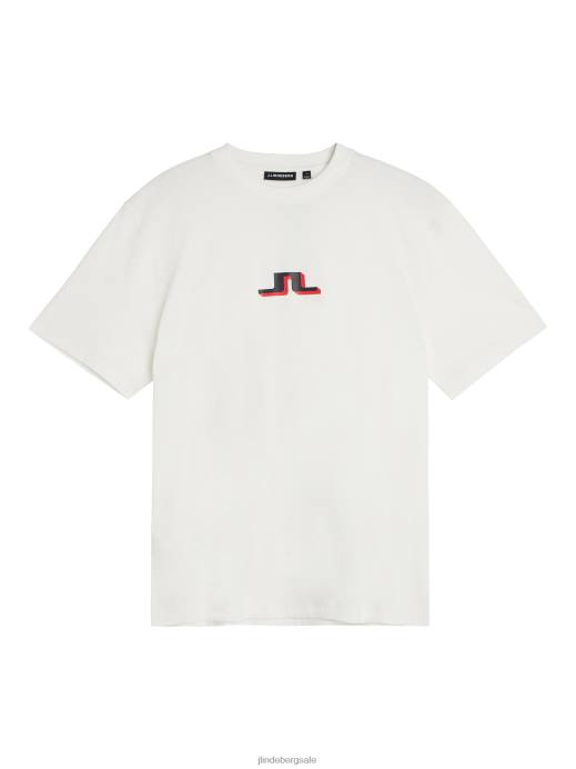 Men J.Lindeberg Cloud White Darcy Logo T-shirt Clothing 8R62934
