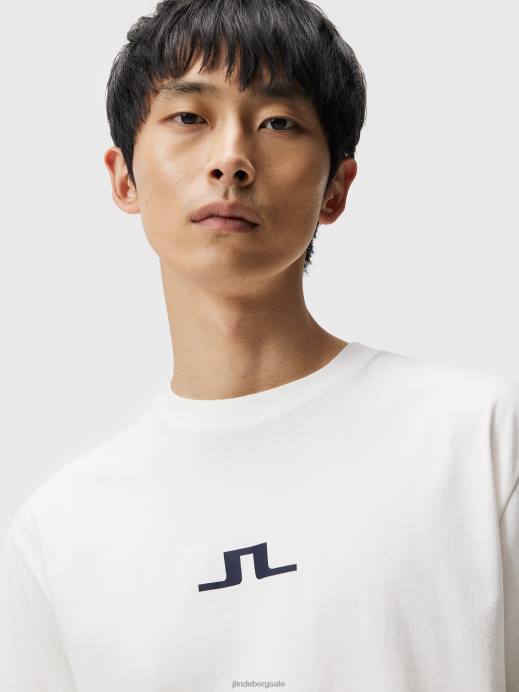 Men J.Lindeberg Cloud White Darcy Logo Tee Clothing 8R62969