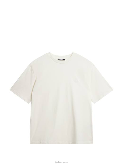 Men J.Lindeberg Cloud White Hale Logo Patch T-shirt Clothing 8R62933