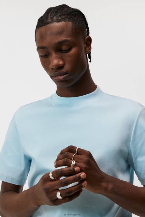 Men J.Lindeberg Dream Blue Ace Mock Neck T-shirt Clothing 8R62951