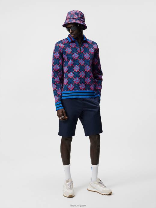 Men J.Lindeberg Lapis Blue Rami Jacquard Polo Clothing 8R62958