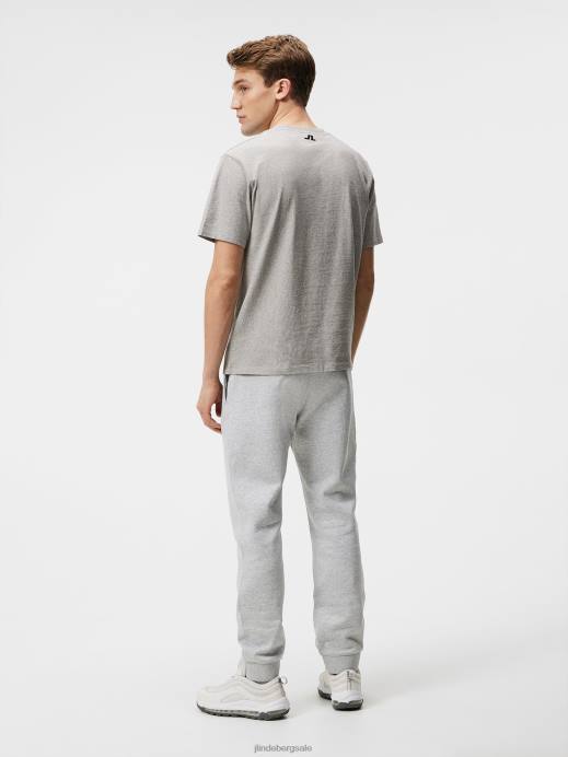 Men J.Lindeberg Light Grey Melange Darcy Logo Tee Clothing 8R62972