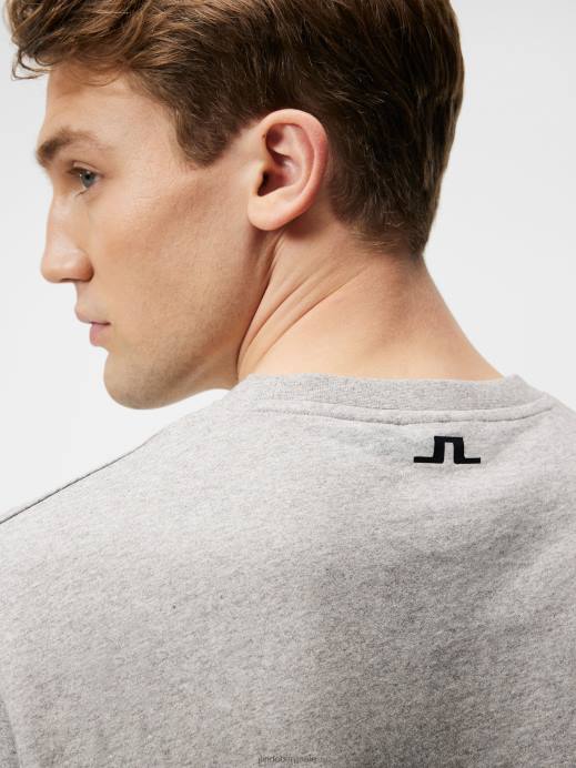 Men J.Lindeberg Light Grey Melange Darcy Logo Tee Clothing 8R62972