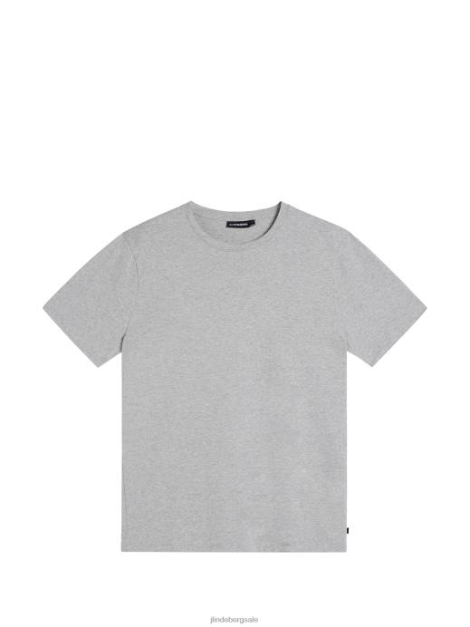 Men J.Lindeberg Light Grey Melange Sid Basic Cotton Tee Clothing 8R62978