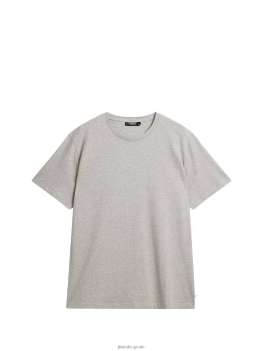 Men J.Lindeberg Light Grey Melange Sid Basic T-shirt Clothing 8R62936