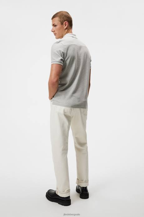 Men J.Lindeberg Light Grey Melange Troy Polo Clothing 8R62963