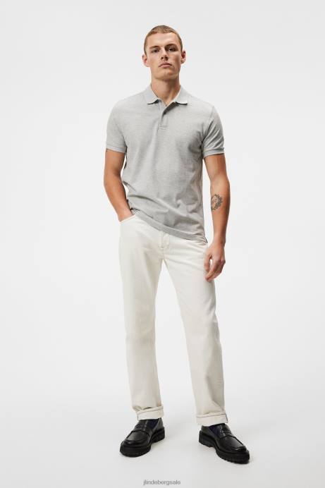 Men J.Lindeberg Light Grey Melange Troy Polo Clothing 8R62963