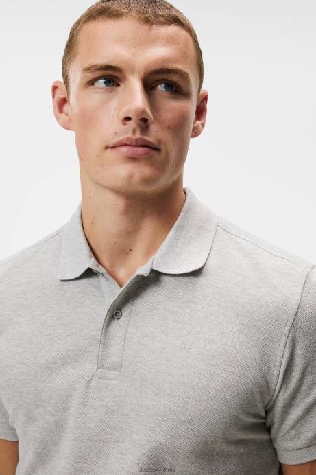 Men J.Lindeberg Light Grey Melange Troy Polo Clothing 8R62963