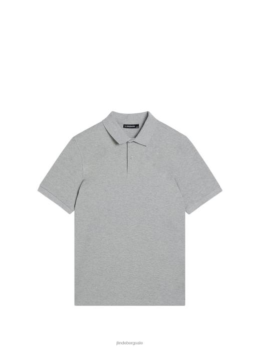 Men J.Lindeberg Light Grey Melange Troy Polo Clothing 8R62963