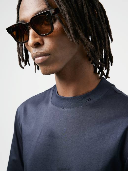 Men J.Lindeberg Navy Ace Mock Neck T-shirt Clothing 8R622157
