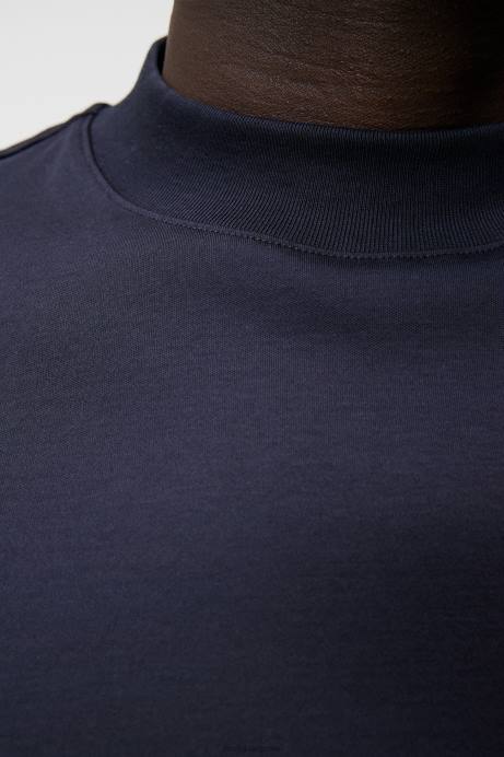 Men J.Lindeberg Navy Ace Mock Neck T-shirt Clothing 8R62974