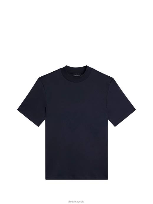 Men J.Lindeberg Navy Ace Mock Neck T-shirt Clothing 8R62974