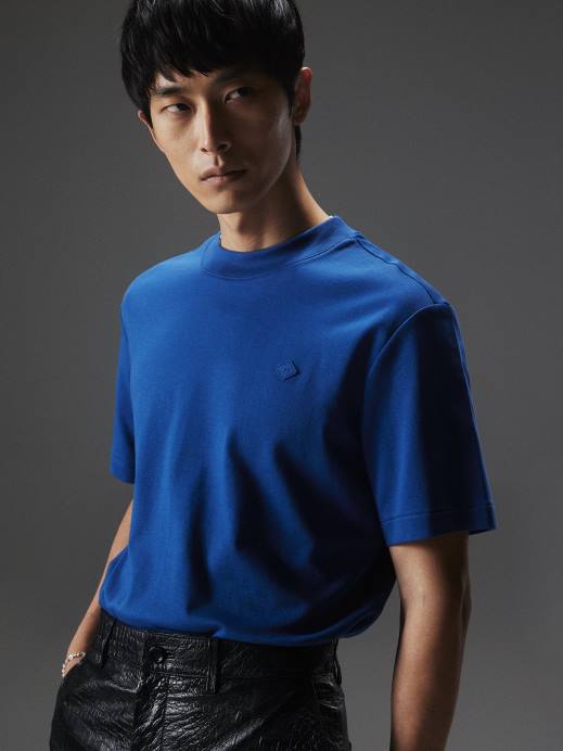 Men J.Lindeberg Navy Peony Adan Patch Mock Neck Tee Clothing 8R622137