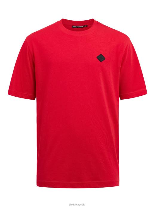 Men J.Lindeberg Red Bell Dale Logo Patch T-shirt Clothing 8R622161