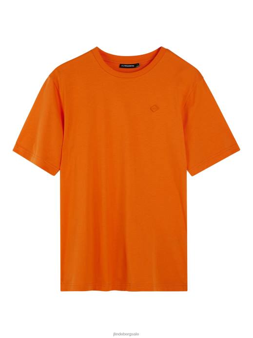 Men J.Lindeberg Russet Orange Dale Diamond Patch T-shirt Clothing 8R62983