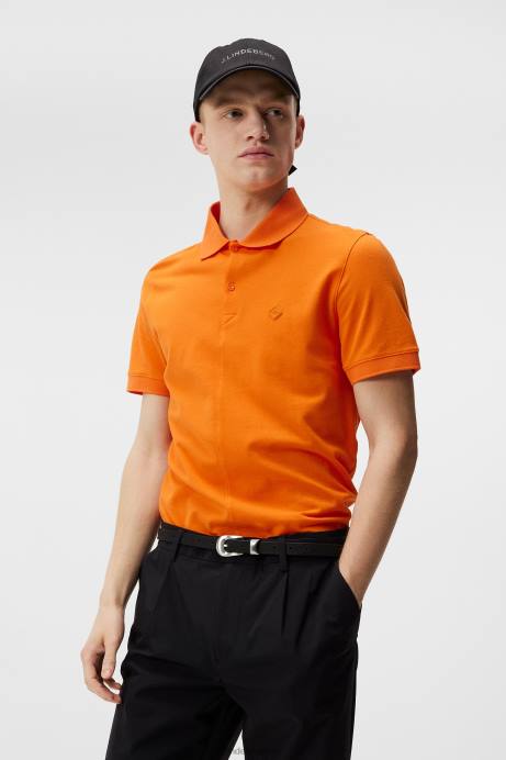 Men J.Lindeberg Russet Orange Rubi Slim Polo Clothing 8R62953