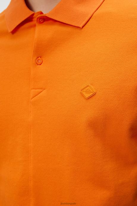 Men J.Lindeberg Russet Orange Rubi Slim Polo Clothing 8R62953