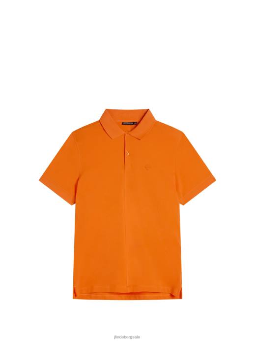 Men J.Lindeberg Russet Orange Rubi Slim Polo Clothing 8R62953
