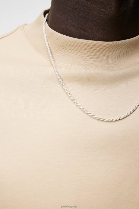 Men J.Lindeberg Safari Beige Ace Mock Neck T-shirt Clothing 8R62973