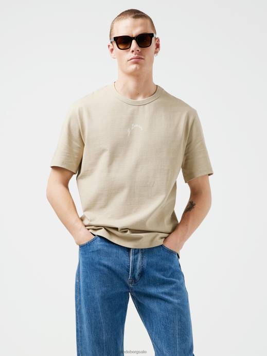 Men J.Lindeberg Safari Beige Collin Logo Print T-shirt Clothing 8R622143