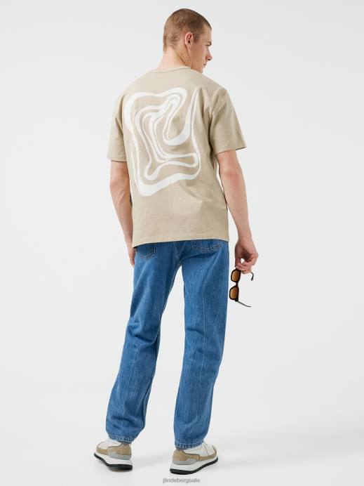 Men J.Lindeberg Safari Beige Collin Logo Print T-shirt Clothing 8R622143