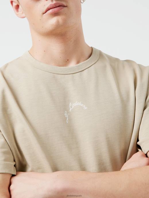 Men J.Lindeberg Safari Beige Collin Logo Print T-shirt Clothing 8R622143