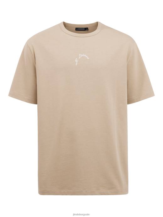 Men J.Lindeberg Safari Beige Collin Logo Print T-shirt Clothing 8R622143