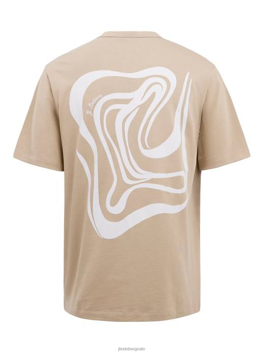 Men J.Lindeberg Safari Beige Collin Logo Print T-shirt Clothing 8R622143