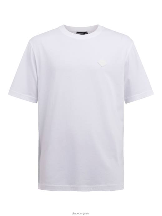 Men J.Lindeberg White Dale Logo Patch T-shirt Clothing 8R622160