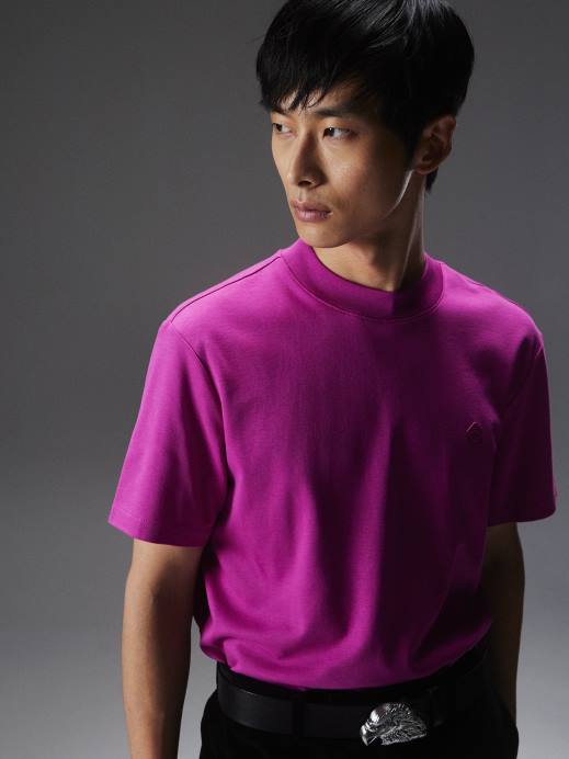 Men J.Lindeberg Wild Aster Adan Patch Mock Neck Tee Clothing 8R622138