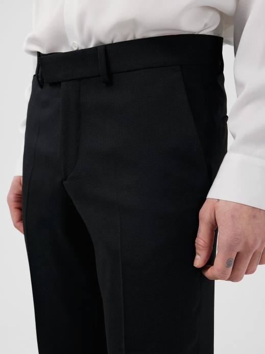 Men J.Lindeberg Black Grant Active Hopsack Pants Clothing 8R621230